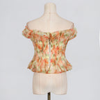 Flowering Girl Women print ruffle trim top in yellow