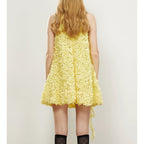 Flowering Girl Women Ribbon halter mini dress in yellow