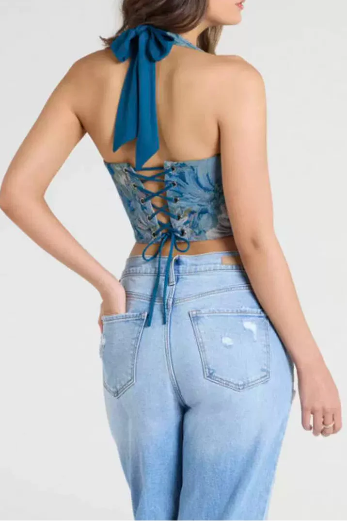 Jacquard Halter Corset Top