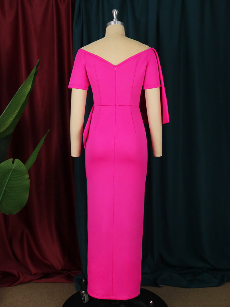 Flowering Girl Women Pink Bow-Knot Midi Dress