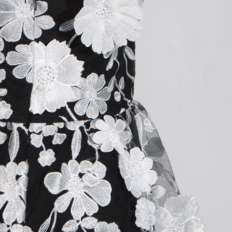 Flowering Girl Women Selene 3D flower Tiered Maxi Dress In Black