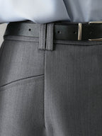 Flowering Girl Women Grey High Waist Business Formal Mini Skort Irregular Wrap Design with Matching Belt