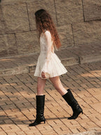 Flowering Girl Women Bblythe Tulle Lace Backless Mini Dress In White