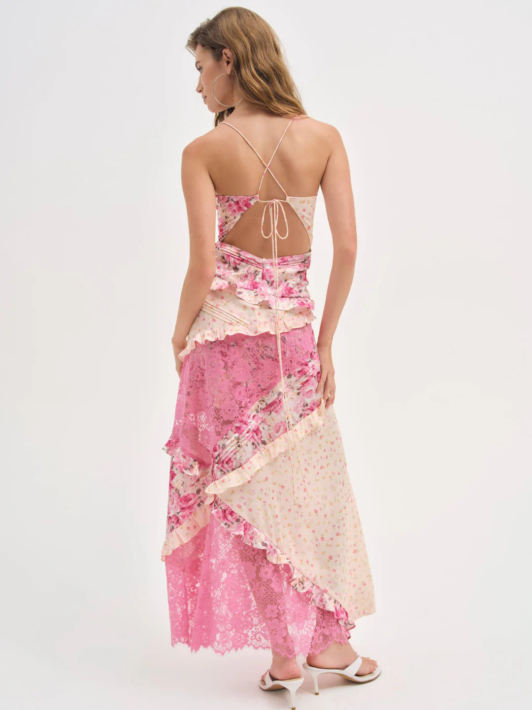Léa Lace Patchwork Floral Cami Maxi Dress