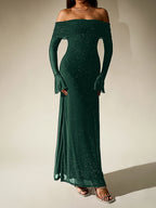 Sprinkled Strapless Long-Sleeved Maxi Dress