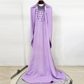 lavender nail bead halterneck open back shawl long dress