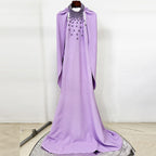 lavender nail bead halterneck open back shawl long dress