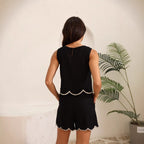 Embroidered Vest Shorts Suit