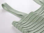 Rhinestone Trim Knit Crop Top in Almond Green