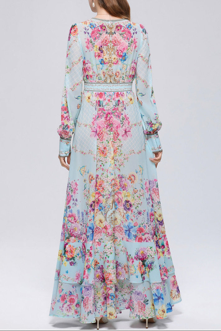 Flowering Girl Women xaviera Chiffon mesh A-line printed maxi dress