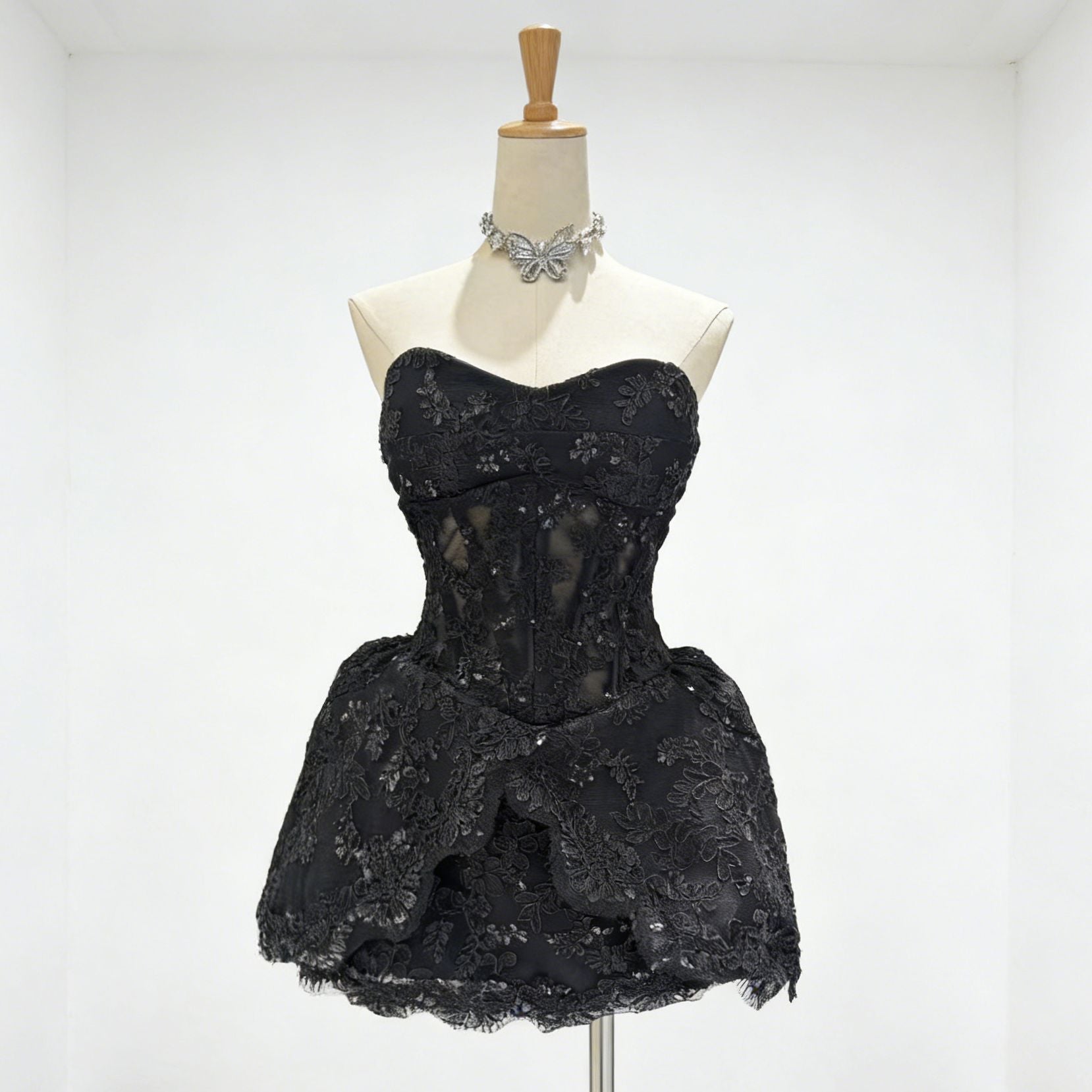 Flowering Girl Women Lace Embroidered Bandeau Sleeveless Dress