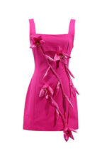 Bethany 3d flower sleeveless Mini Dress In Purple