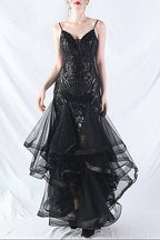 sequin slip tulle maxi dress