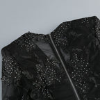 Flowering Girl Women diamond three-dimensional flower jumpsuit in black