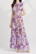 Flowering Girl Women chloe hollow out flower embroidery maxi dress in purple