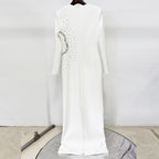Flowering Girl Women white long sleeve embellished maxi dress
