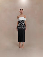 Flowering Girl Women Teresa Beading Rhinestone Strapless Midi Dress In Black