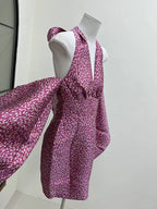 Jacquard Rose Pink Halterneck Mini Dress