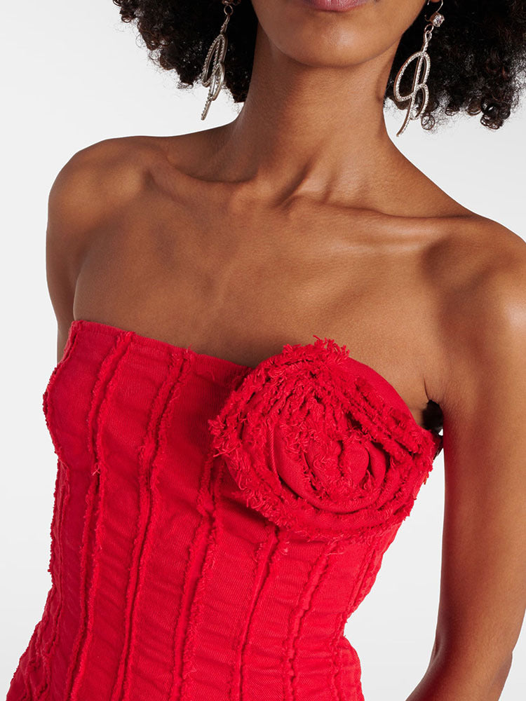 Flowering Girl Women Floral-appliqué strapless cotton jersey mini dress
