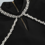 Flowering Girl Women diamond chain embellished trumpet sleeve mini dress in black