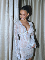 New Sexy And Hot Lace V-Neck Wrap Dress