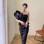 Dolores Strapless Backless Ruffle Maxi Dress Set