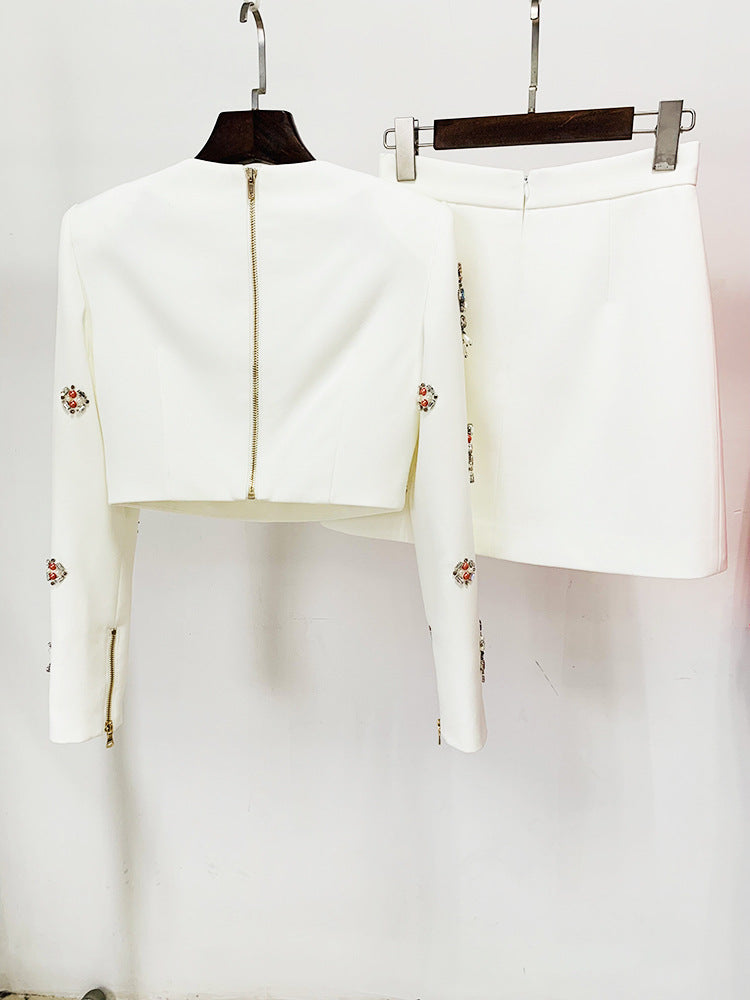 Flowering Girl Women WHITE RHINESTONE EMBELLISHED SKIRT SET