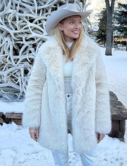 Flowering Girl Women Lily Faux Fur Fur Jacket Mid-length Warm Coat