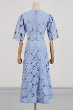 Flowering Girl Women Lace Embroidered Top & Maxi Skirt Two-Piece Set In Blue