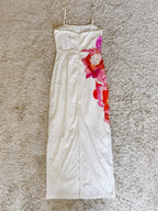 floral printed slit cotton dress with detachable straps