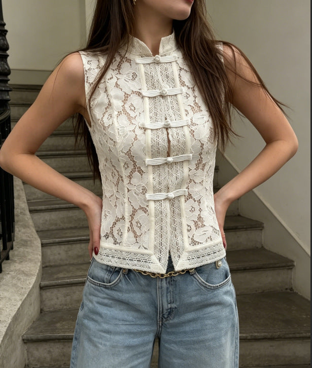 Lace Buckle Shirt Top