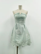 Flowering Girl Women Thera Flower Embellished Mini Dress In Pale Blue