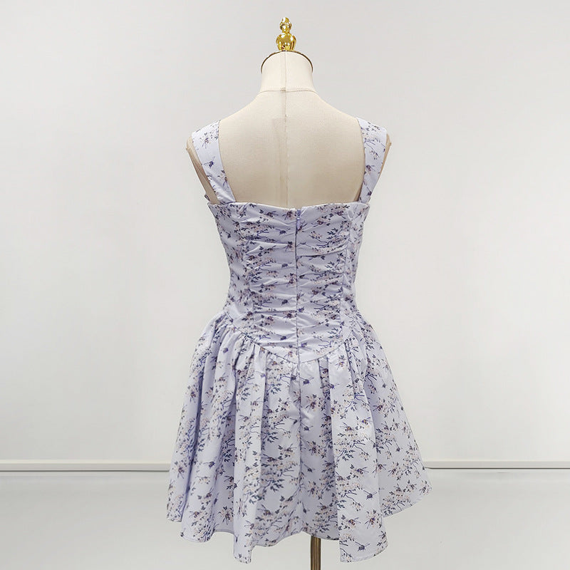 Flowering Girl Women Lesley Blue Floral Print Mini Dress With Bloomers
