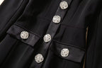 Flowering Girl Women Crystal embellished satin-trimmed crepe midi dress in black