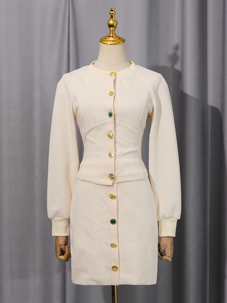 Tabitha Embellished Button Co-Ord Set – Ivoire