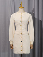 Tabitha Embellished Button Co-Ord Set – Ivoire