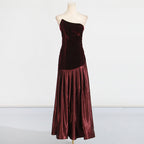 Flowering Girl Women tiffany Irregular splicing strapless maxi dress - burgundy