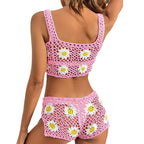Flowering Girl Women daisy embellished hollow swimsuit