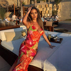 Falling Tropical Bloom high slit Maxi Dress