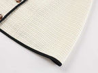 Flowering Girl Women white knitted short-sleeved button-down mini dress
