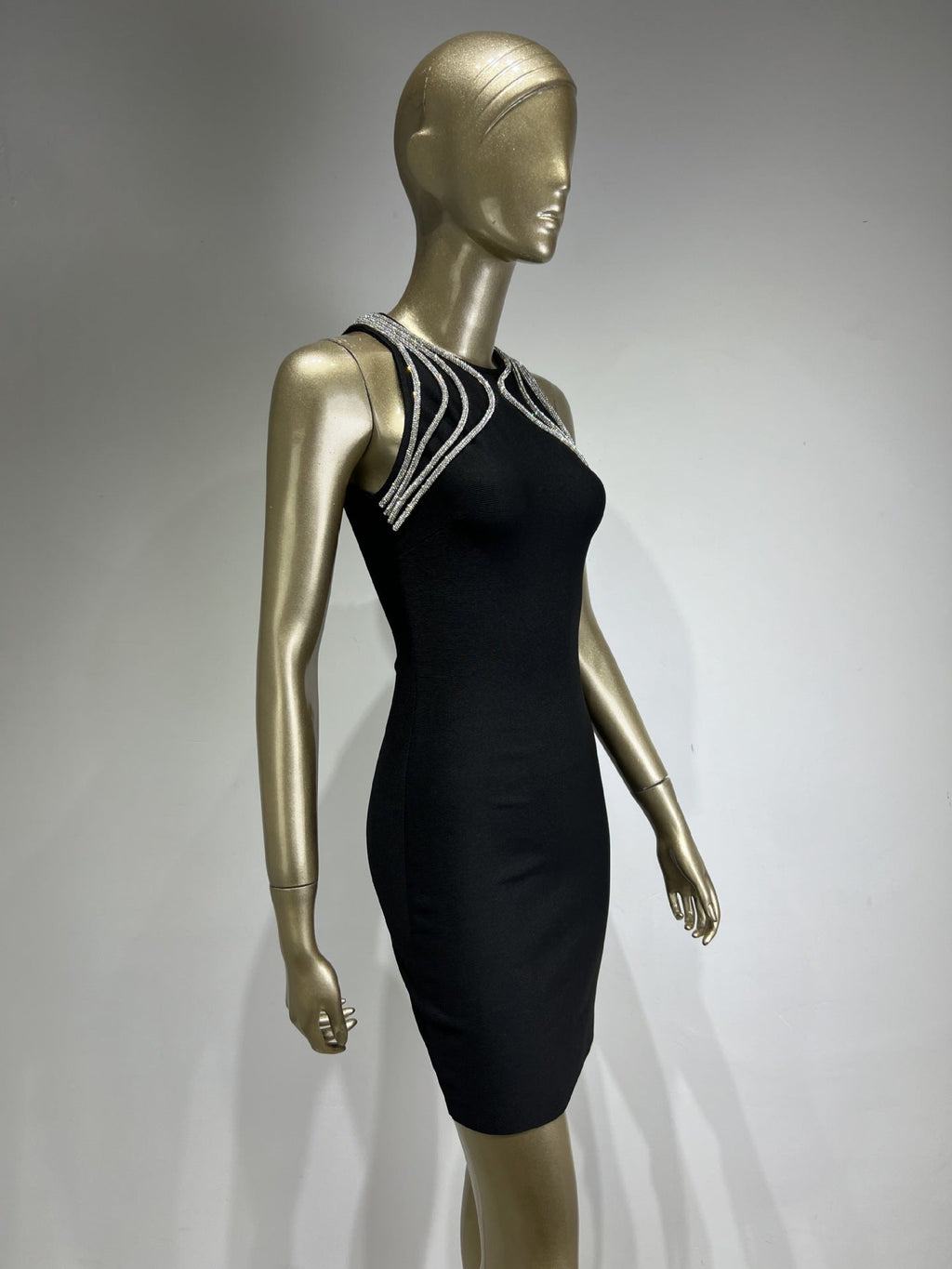 Flowering Girl Women MIKINE DIAMANTE BANDAGE MINI DRESS IN BLACK