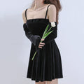 Flowering Girl Women black Velvet Neckline mini Dress