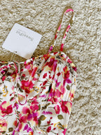 Front Tie Floral Spaghetti Strap Midi Slip Dress