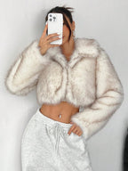 Flowering Girl Women imitation fox fur long sleeve short jackets