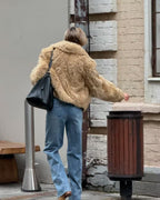 Flowering Girl Women faux fur all-in-one jacket in dark brown