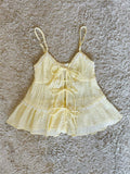 Front Multi-Tie Lace Trim Tiered Cami Top