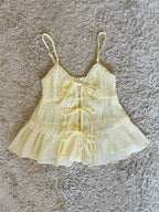 Front Multi-Tie Lace Trim Tiered Cami Top