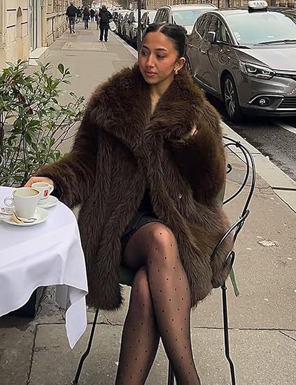 Flowering Girl Women Lily Faux Fur Fur Jacket Mid-length Warm Coat