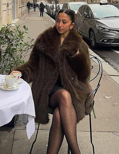 Lily Faux Fur Fur Jacket Mid-length Warm Coat