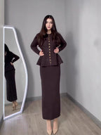 Flowering Girl Women brown long-sleeved long skirt suit